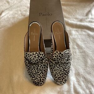 Linea Paolo Dalmatian spotted mules with bucke